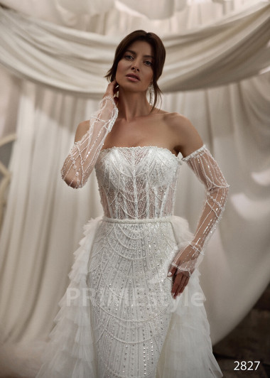 Luxusné svadobné šaty s odopínateľnou vlečkou RC2827 - primestyle.sk