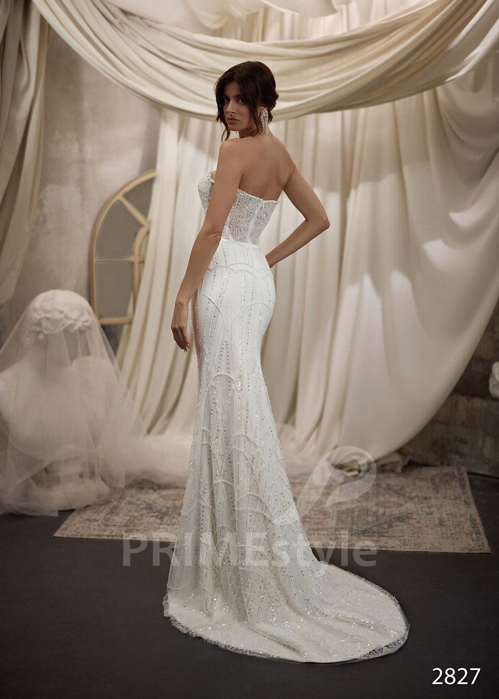 Luxusné svadobné šaty s odopínateľnou vlečkou RC2827