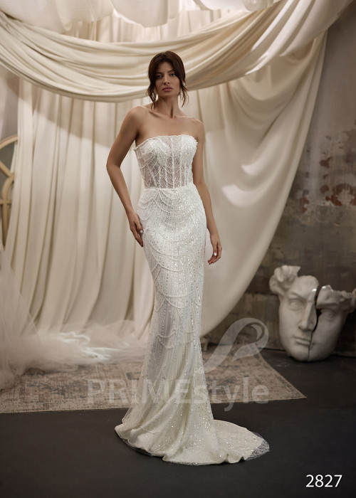 Luxusné svadobné šaty s odopínateľnou vlečkou RC2827