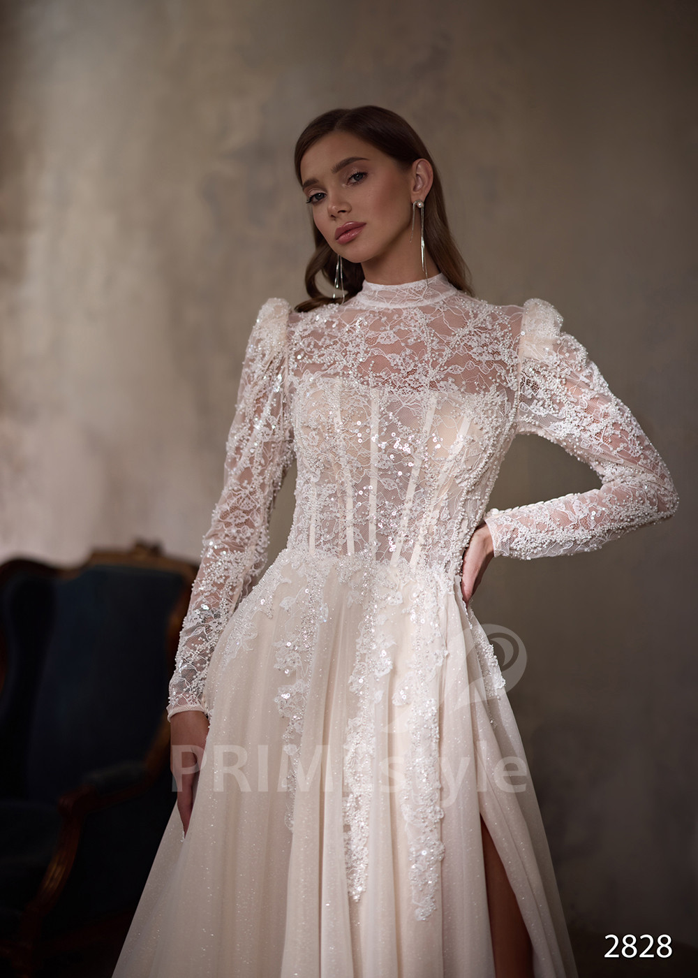 Elegantné čipkované svadobné šaty RC2828