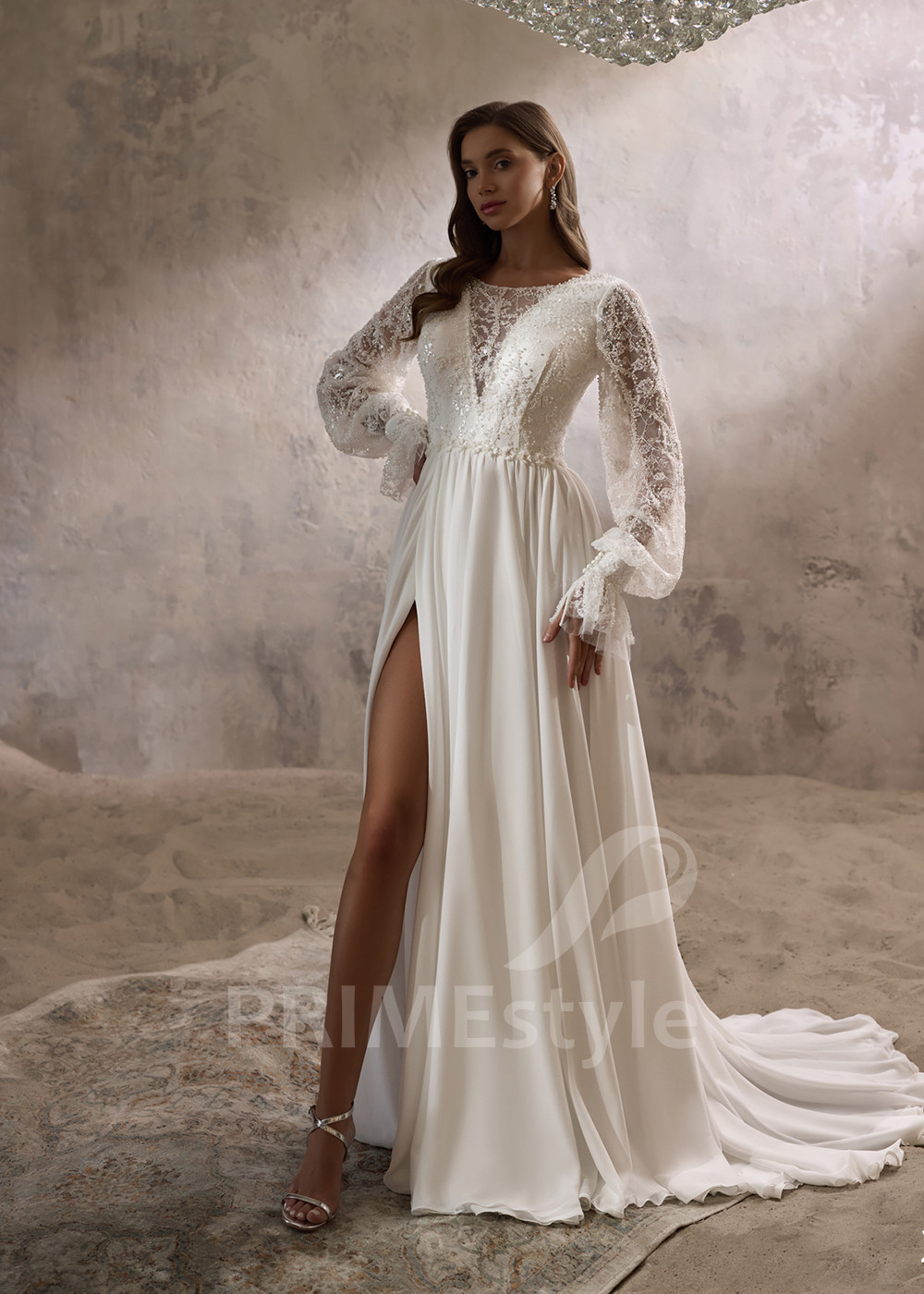 Romantické svadobné šaty s dlhým rukávom RC2832