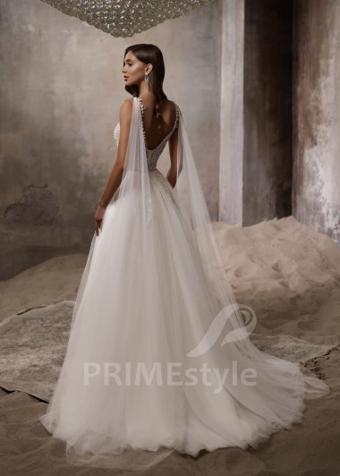 Luxusné svadobné šaty na ramienka RC2835 - primestyle.sk