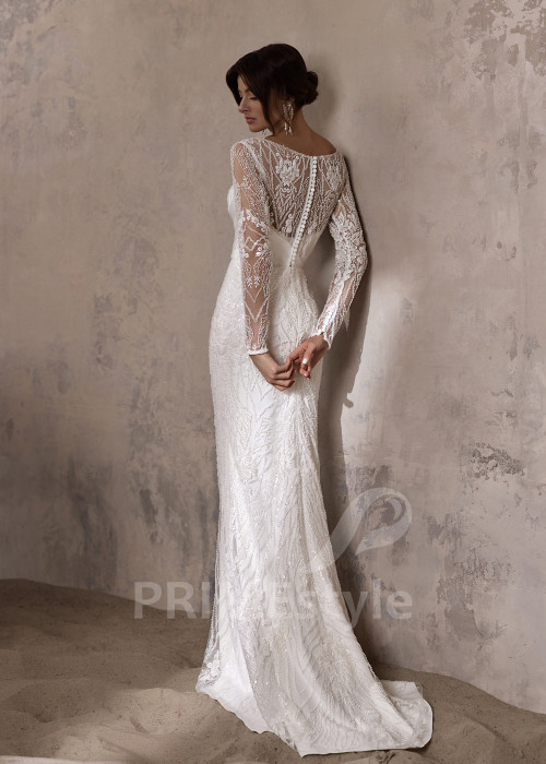 Luxusné svadobné šaty s odopínateľnou vlečkou RC2838