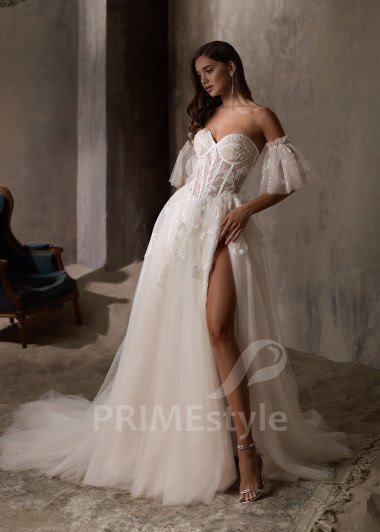 Moderné čipkované svadobné šaty RC2840 - primestyle.sk