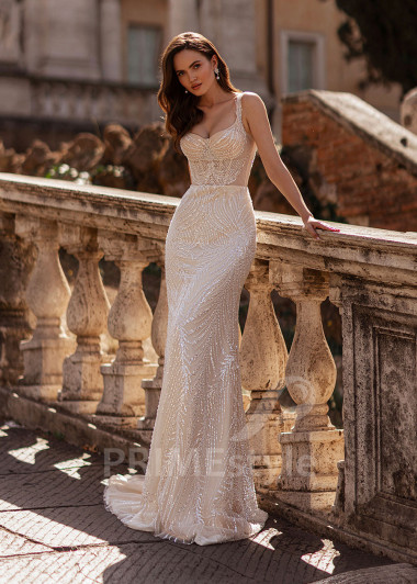 Elegantné trblietavé svadobné šaty RS868