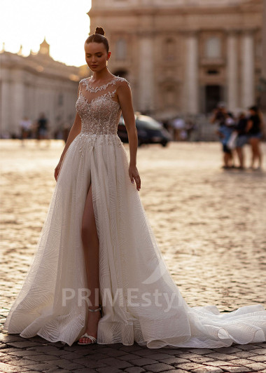 Extravagantné trblietavé svadobné šaty RS869