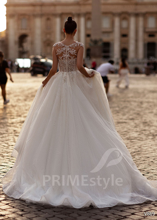 Extravagantné trblietavé svadobné šaty RS869