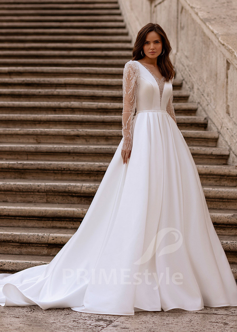 Elegantné saténove svadobné šaty RS870