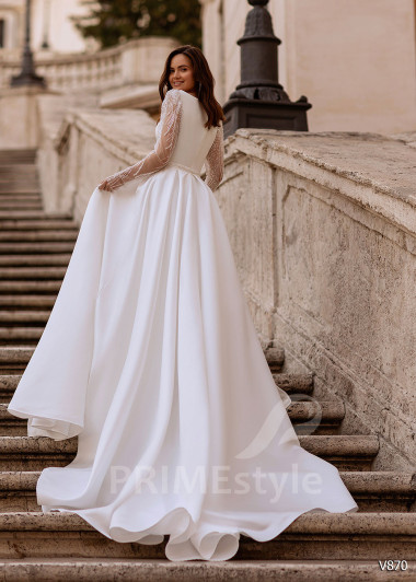 Elegantné saténove svadobné šaty RS870 - primestyle.sk