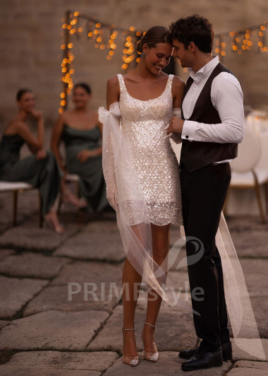 Luxusné krátke svadobné šaty FA002 - primestyle.sk