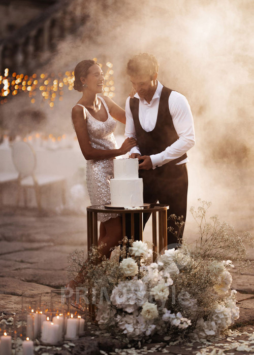 Luxusné krátke svadobné šaty FA002