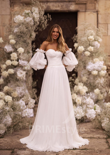 Jednoduché romantické svadobné šaty FA005