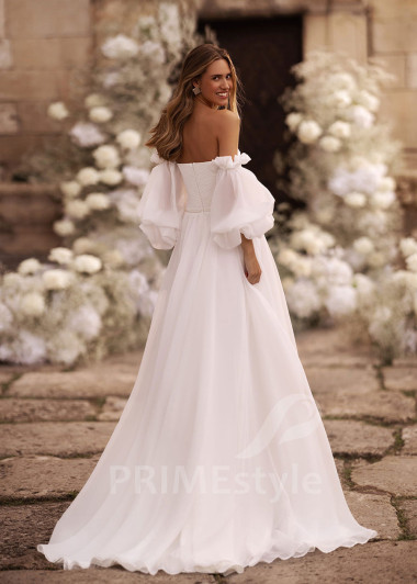 Jednoduché romantické svadobné šaty FA005 - primestyle.sk