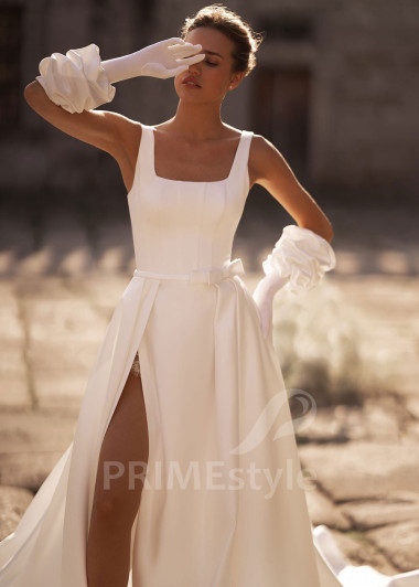 Luxusné hladké svadobné šaty FA012 - primestyle.sk