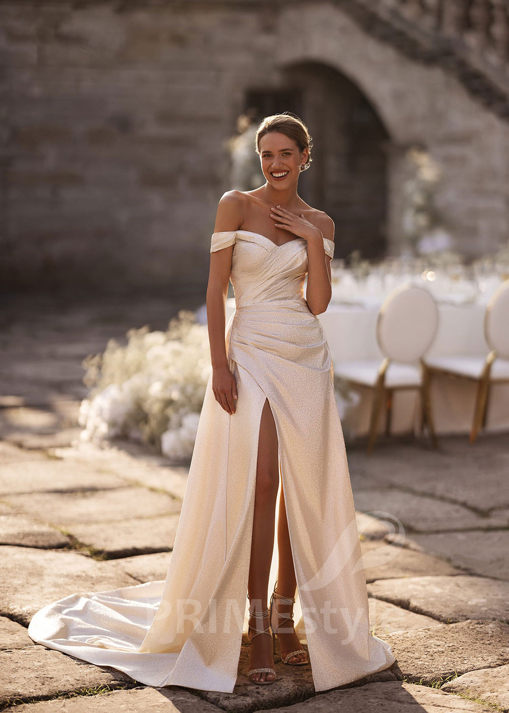 Luxusné trblietavé svadobné šaty FA016