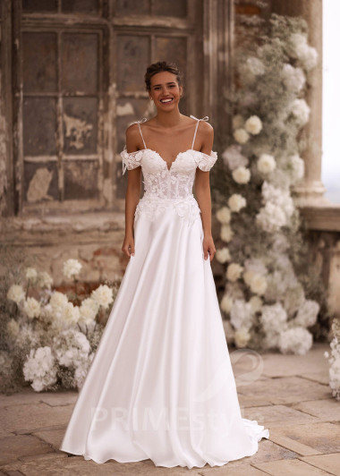 Luxusné svadobné šaty na ramienka FA018