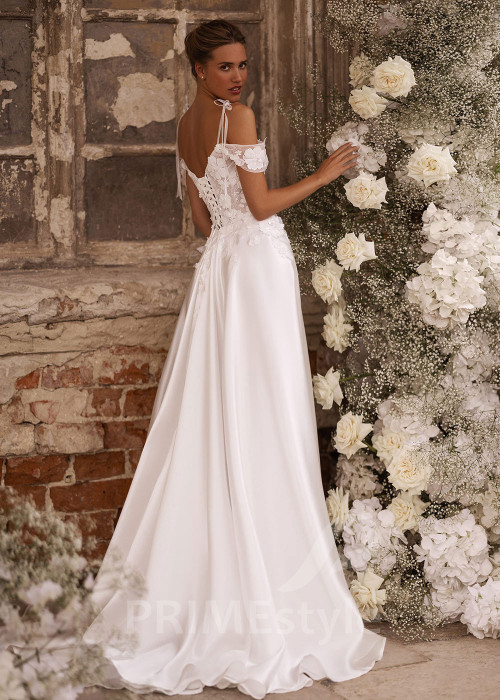 Luxusné svadobné šaty na ramienka FA018