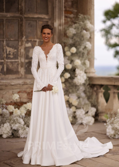 Luxusné saténove svadobné šaty FA024