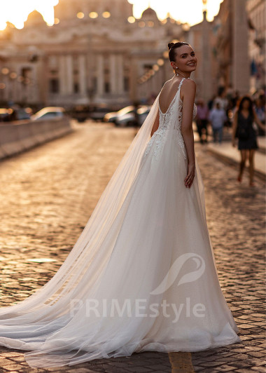 Extravagantné ramienkové svadobné šaty RS875 - primestyle.sk