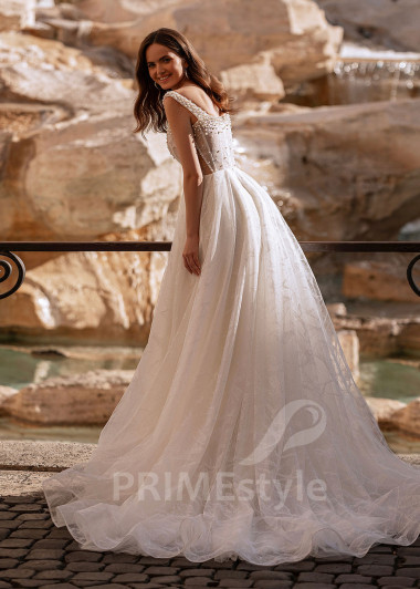 Jednoduché elegantné svadobné šaty RS876 - primestyle.sk