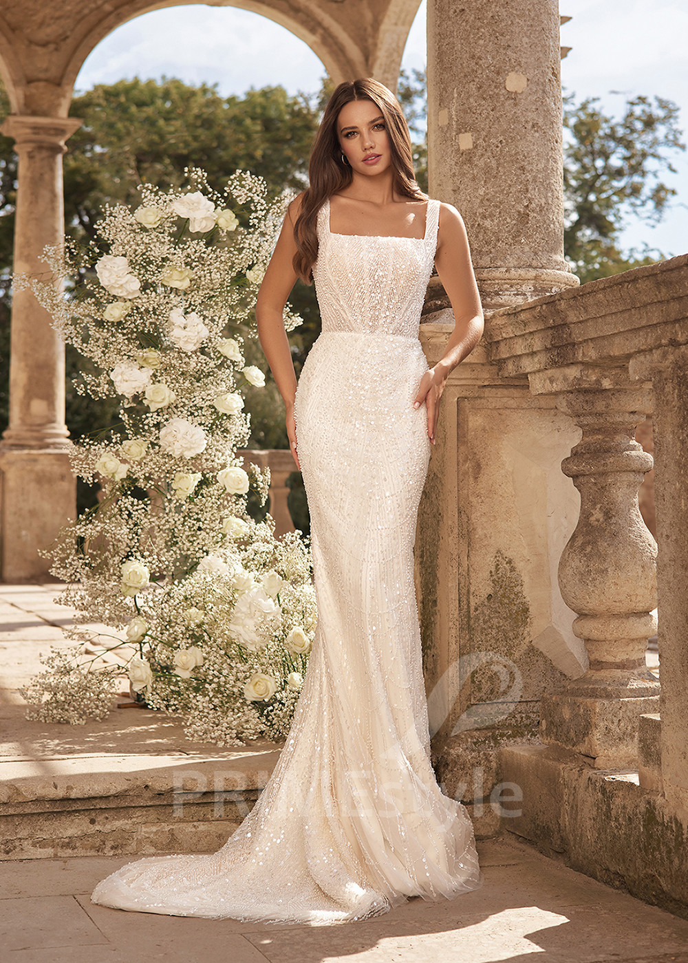 Úzke extravagantné svadobné šaty RC2705