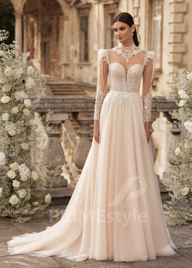 Elegantné čipkované svadobné šaty RC2706