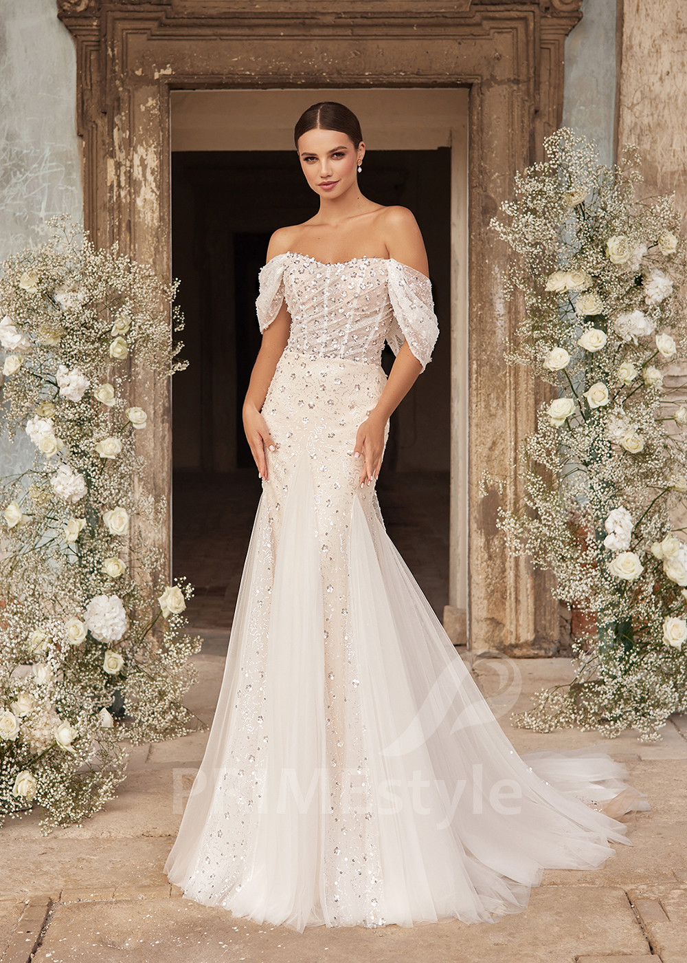 Úzke extravagantné svadobné šaty RC2709