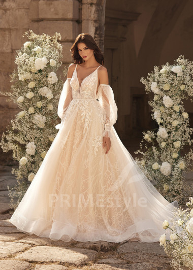 Luxusné svadobné šaty na ramienka RC2712