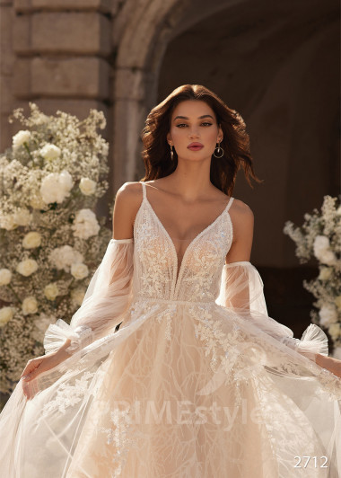 Luxusné svadobné šaty na ramienka RC2712 - primestyle.sk