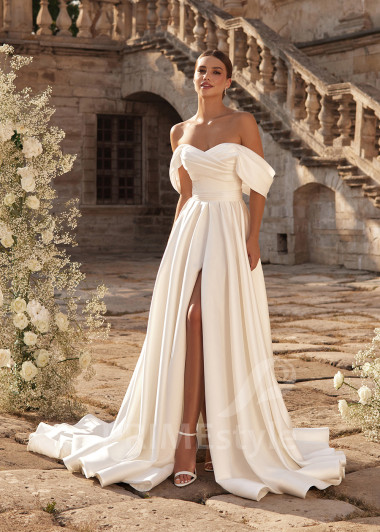 Extravagantné hladké svadobné šaty RC2715