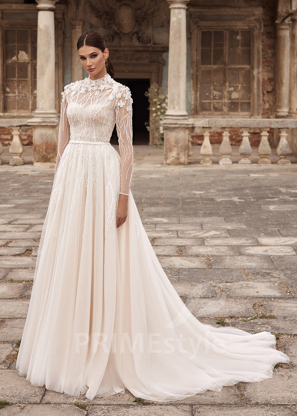 Elegantné trblietavé svadobné šaty RC2720