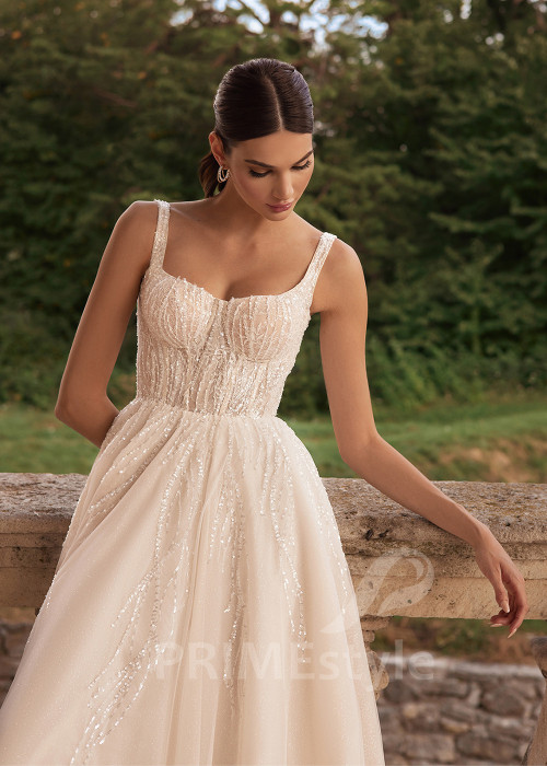 Elegantné trblietavé svadobné šaty RC2720