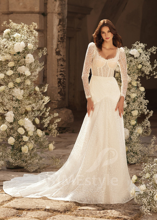 Extravagantné trblietavé svadobné šaty RC2724