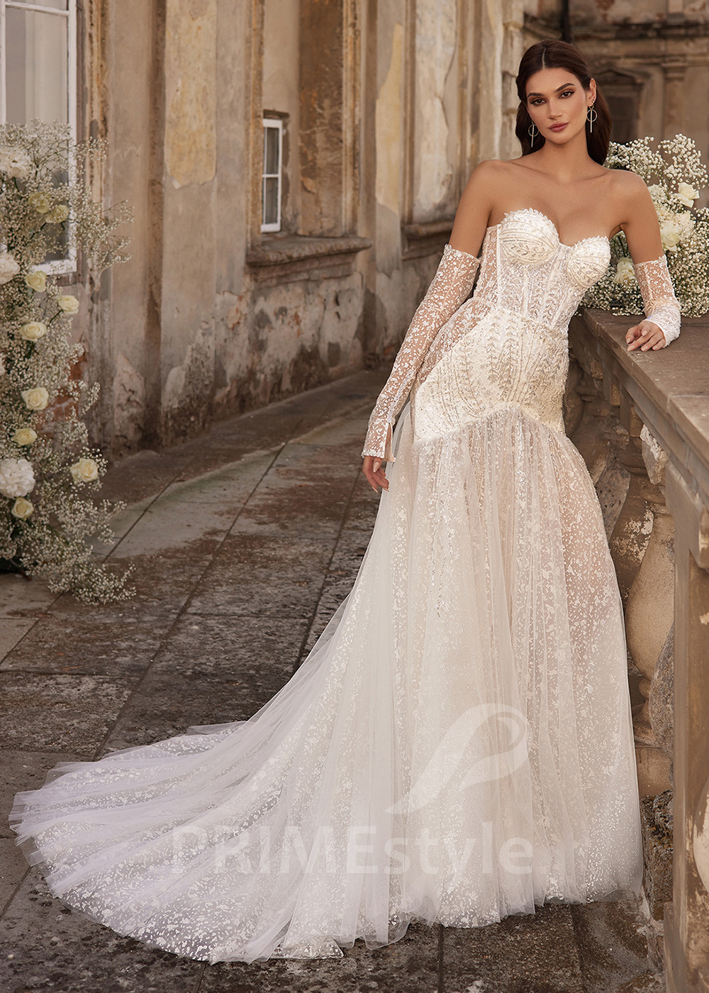 Extravagantné trblietavé svadobné šaty RC2727