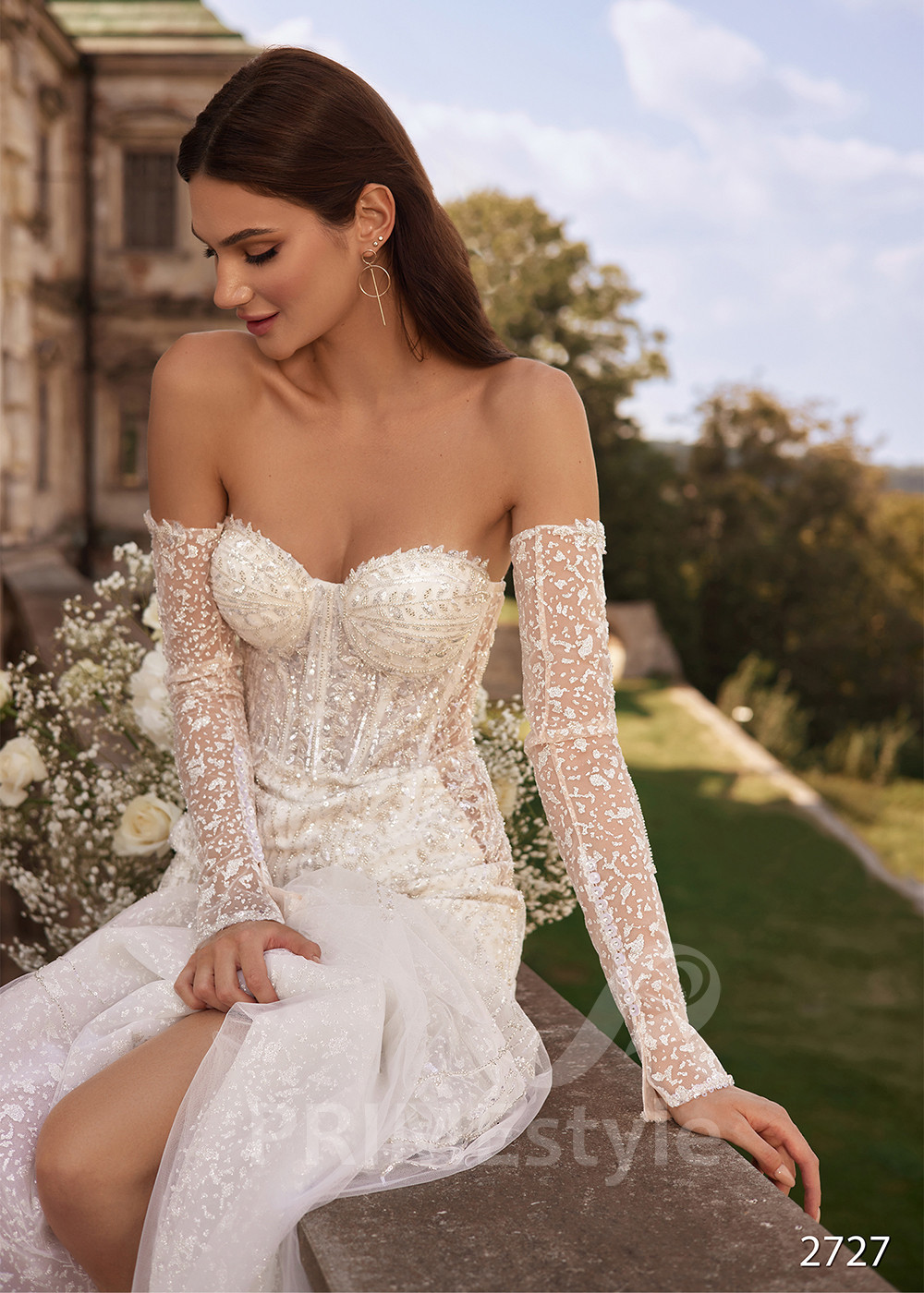 Extravagantné trblietavé svadobné šaty RC2727