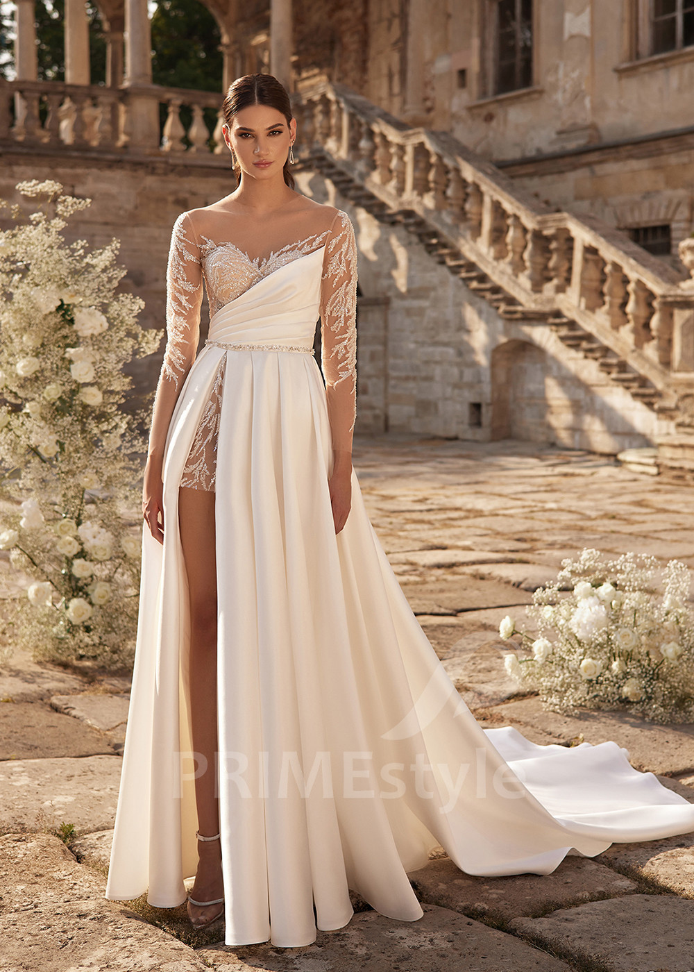 Extravagantné asymetrické svadobné šaty RC2731