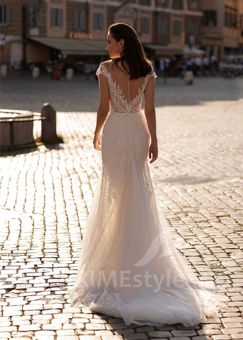 Elegantné úzke svadobné šaty RS879