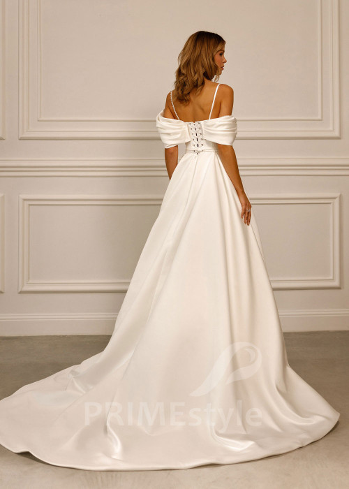 Jednoduché saténove svadobné šaty Anna