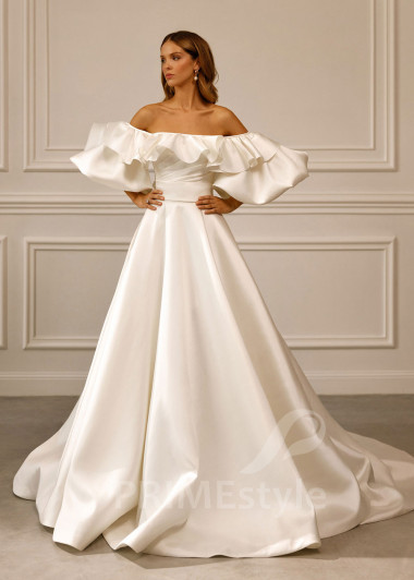 Hladké minimalistické svadobné šaty Camila