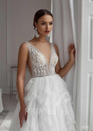 Luxusné romantické svadobné šaty RS726