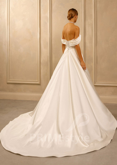 Jednoduché saténove svadobné šaty Heidi - primestyle.sk