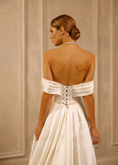 Jednoduché saténove svadobné šaty Heidi - primestyle.sk