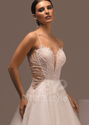 Tylové svadobné šaty s hlbokým výstrihom Daniella | PRIMESTYLE.SK