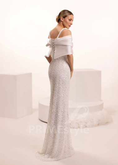 Trblietavé svadobné šaty so saténovou mašľou Delfina | PRIMESTYLE.SK