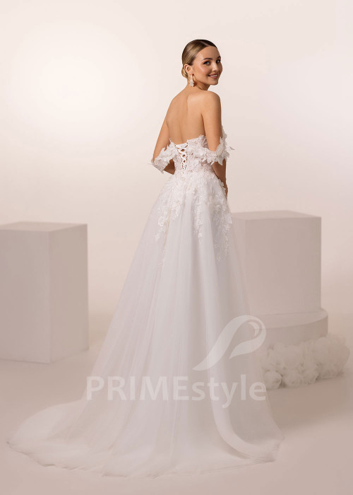 Romantické svadobné šaty s 3D kvetmi Edda