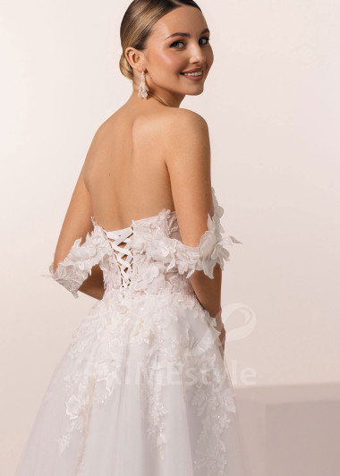 Romantické svadobné šaty s 3D kvetmi Edda | PRIMESTYLE.SK