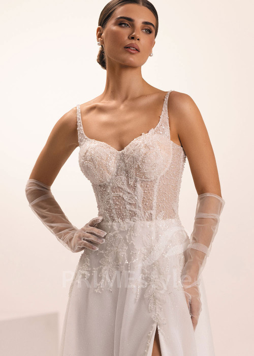 Tylové svadobné šaty s rozparkom Electra