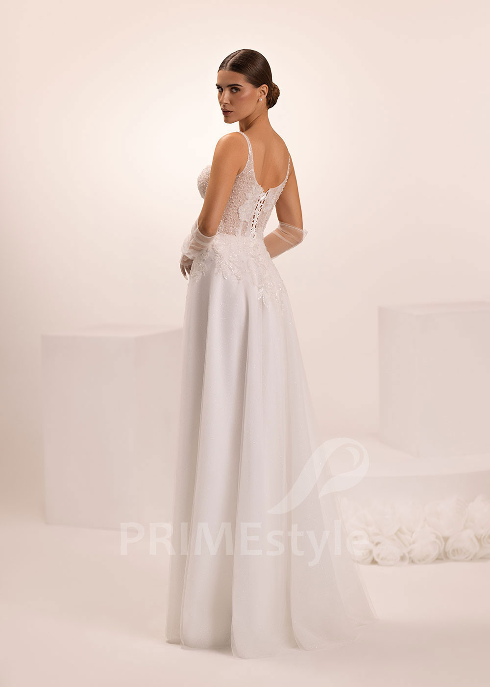 Tylové svadobné šaty s rozparkom Electra