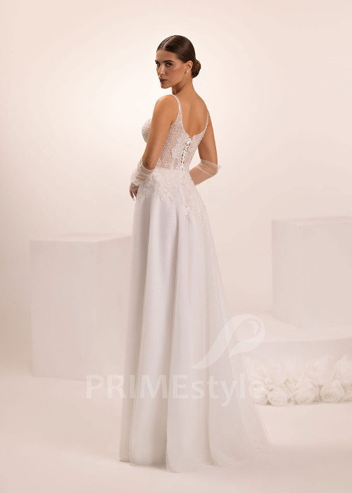 Tylové svadobné šaty s rozparkom Electra