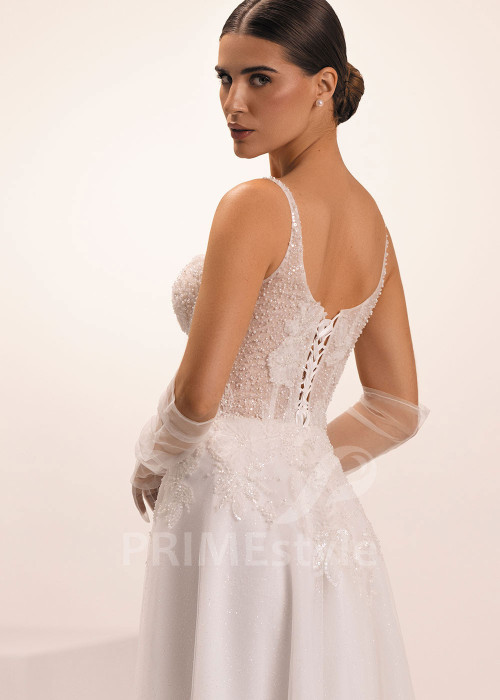 Tylové svadobné šaty s rozparkom Electra